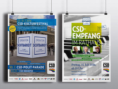 Grafikdesign für die Kampagnen 2015 und 2016 des CSD Stuttgart