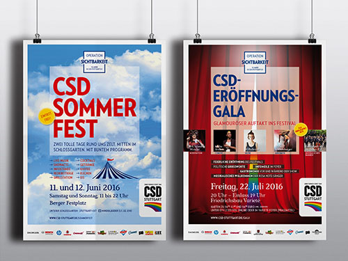 Grafikdesign für die KKampagnen 2015 und 2016 des CSD Stuttgart