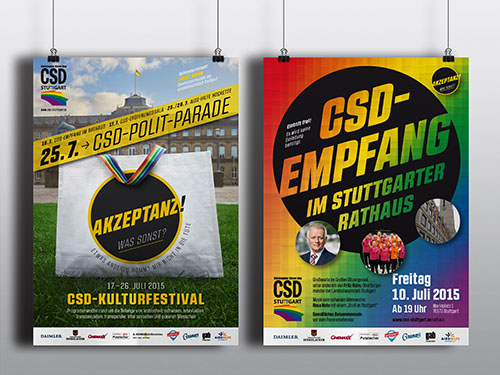 Grafikdesign für die Kampagnen 2015 und 2016 des CSD Stuttgart