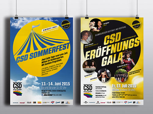 Grafikdesign für die Kampagnen 2015 und 2016 des CSD Stuttgart